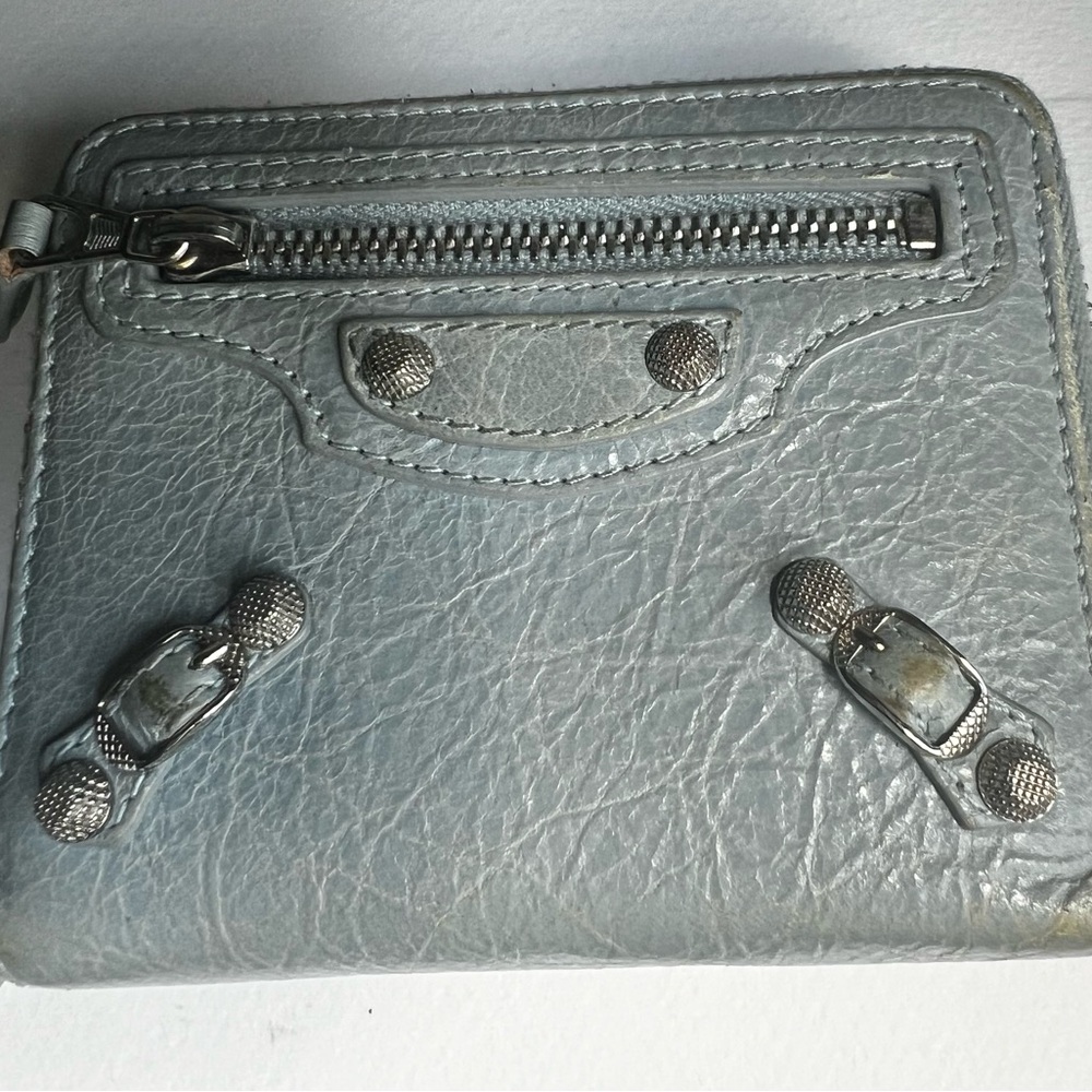 Balenciaga Motocross Compact Wallet Baby blue Color